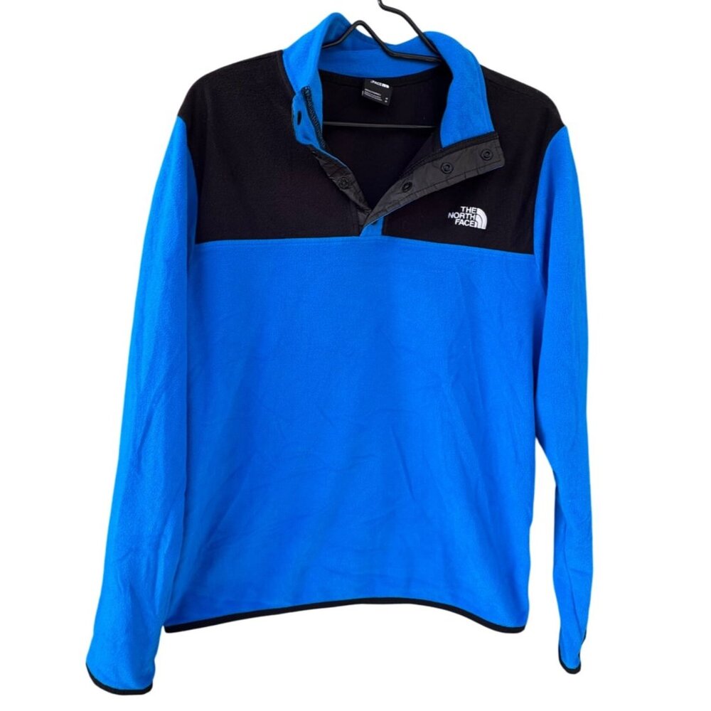 The North Face Mens Size Medium Blue & Black Fleece Pullover Jacket